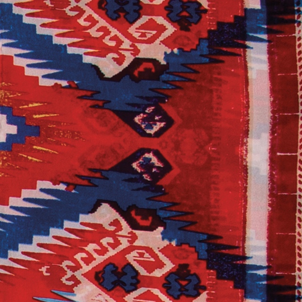 Aztec Red Blue Red and Blue Aztec #4 Silk Scarf - Image 1