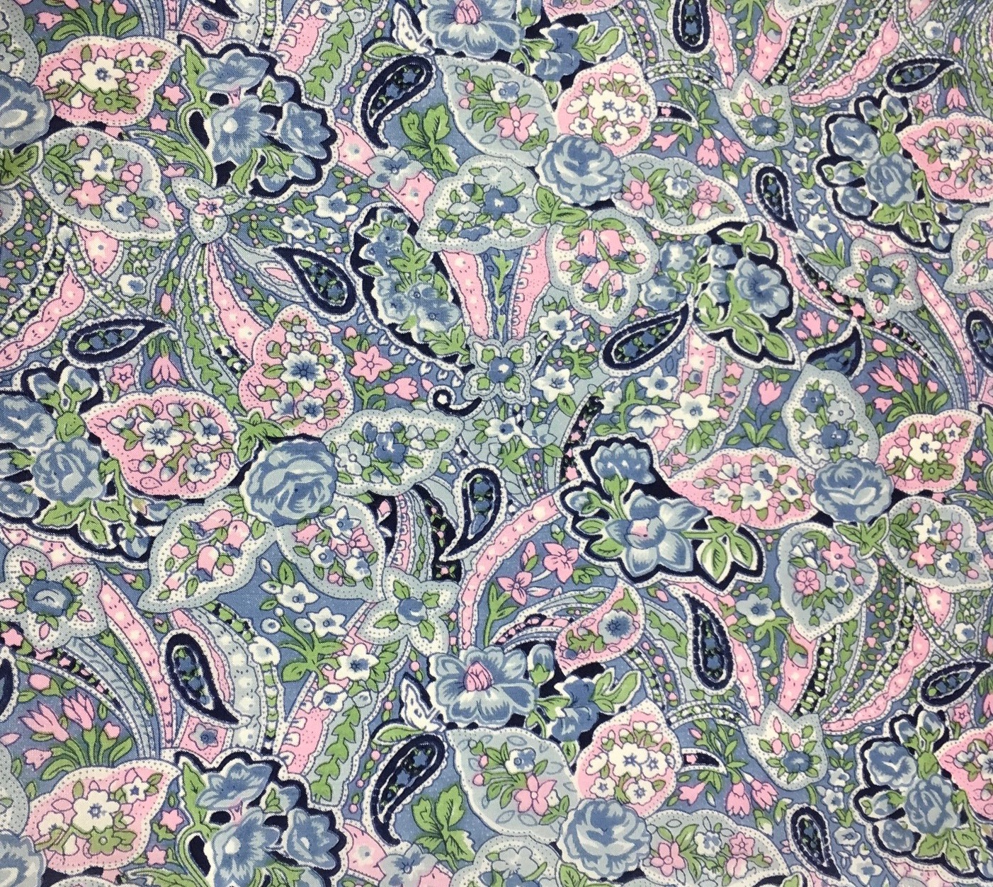 Blue Paisley Blue Paisley Frontier Calico Silk Scarf - Image 1