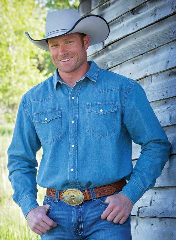 Denim-Shirt Denim Stonewashed Western Shirt - Image 1