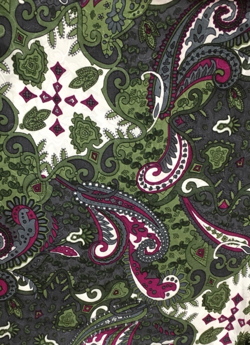 IMG_6226 Watermelon Paisley Jacquard Silk Scarf - Image 1