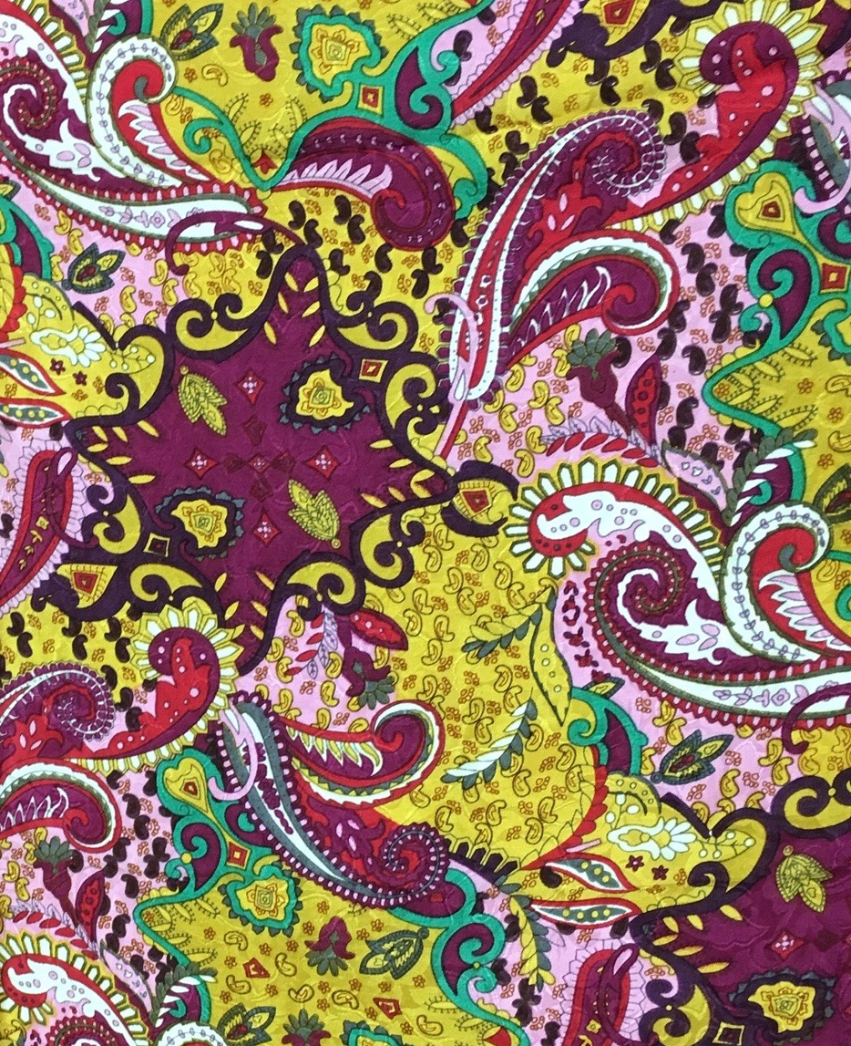 IMG_6231 Lemon Berry Paisley Jacquard Silk Scarf - Image 1