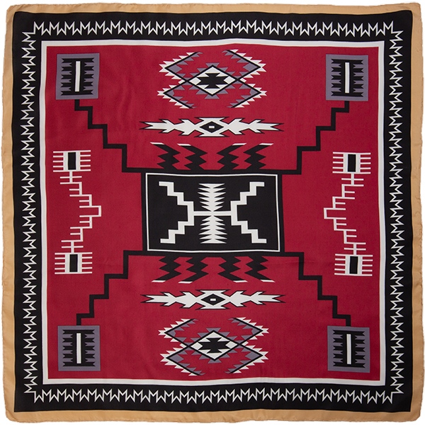 Maroon & Black Maroon and Black Aztec Silk Scarf - Image 1