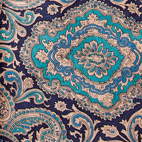 Paisley Blue Gold Blue and Gold Paisley Jacquard Silk Scarf - Image 1