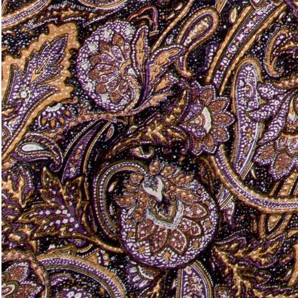 Paisley Navy & Brown Gold and Purple Paisley Jacquard Silk Scarf - Image 1