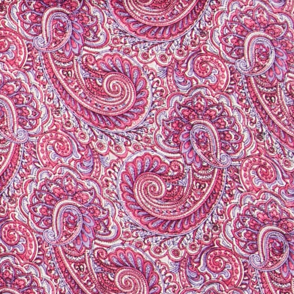 Paisley Raspberry & White Raspberry and white Paisley Jacquard Silk Scarf - Image 1