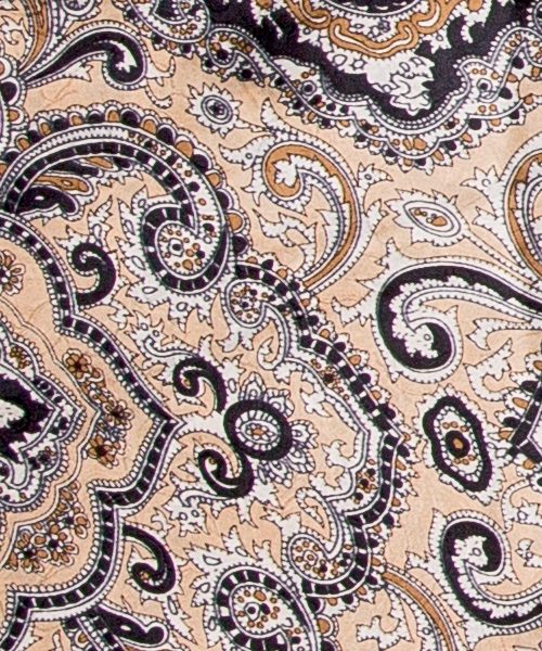 Tan and Black Paisley Jacquard Silk Scarf