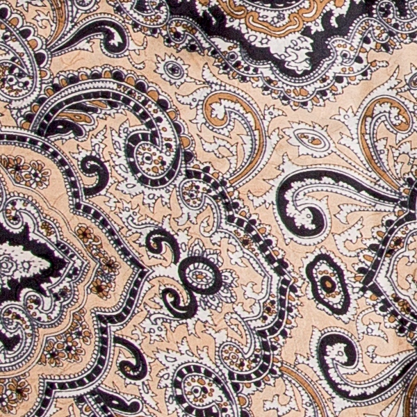 Paisley Tan & Black Tan and Black Paisley Jacquard Silk Scarf - Image 1