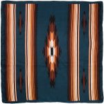 Teal and Tan Aztec Silk Scarf