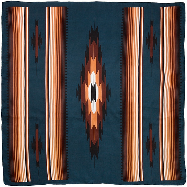 Teal & Tan Teal and Tan Aztec Silk Scarf - Image 1