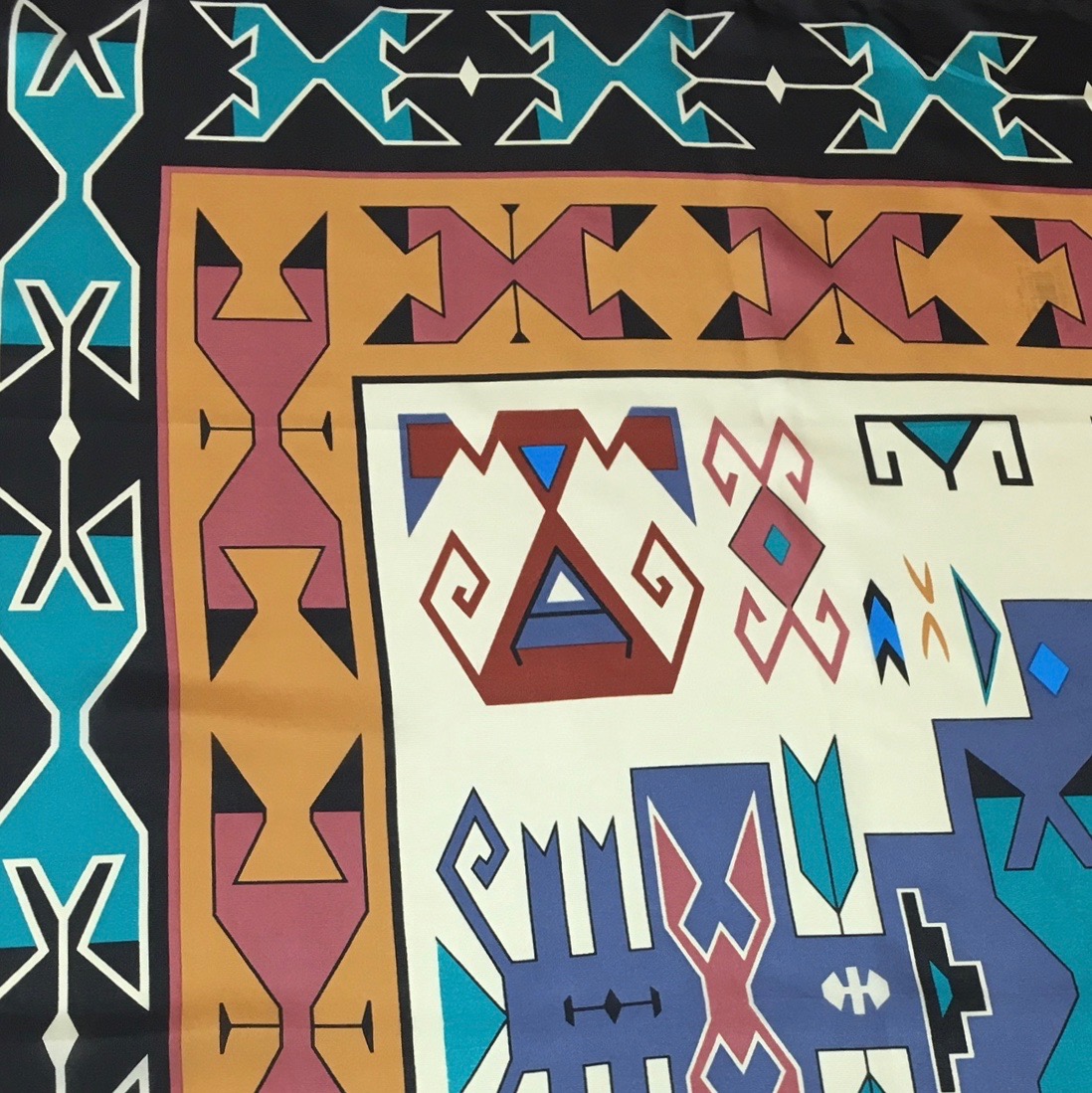 IMG_6232 Sandstone and Black Southwest #10 Silk Scarf - Image 1