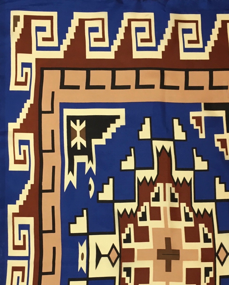 IMG_6233 Royal and Bronze Southwest #11 Silk Scarf - Image 1