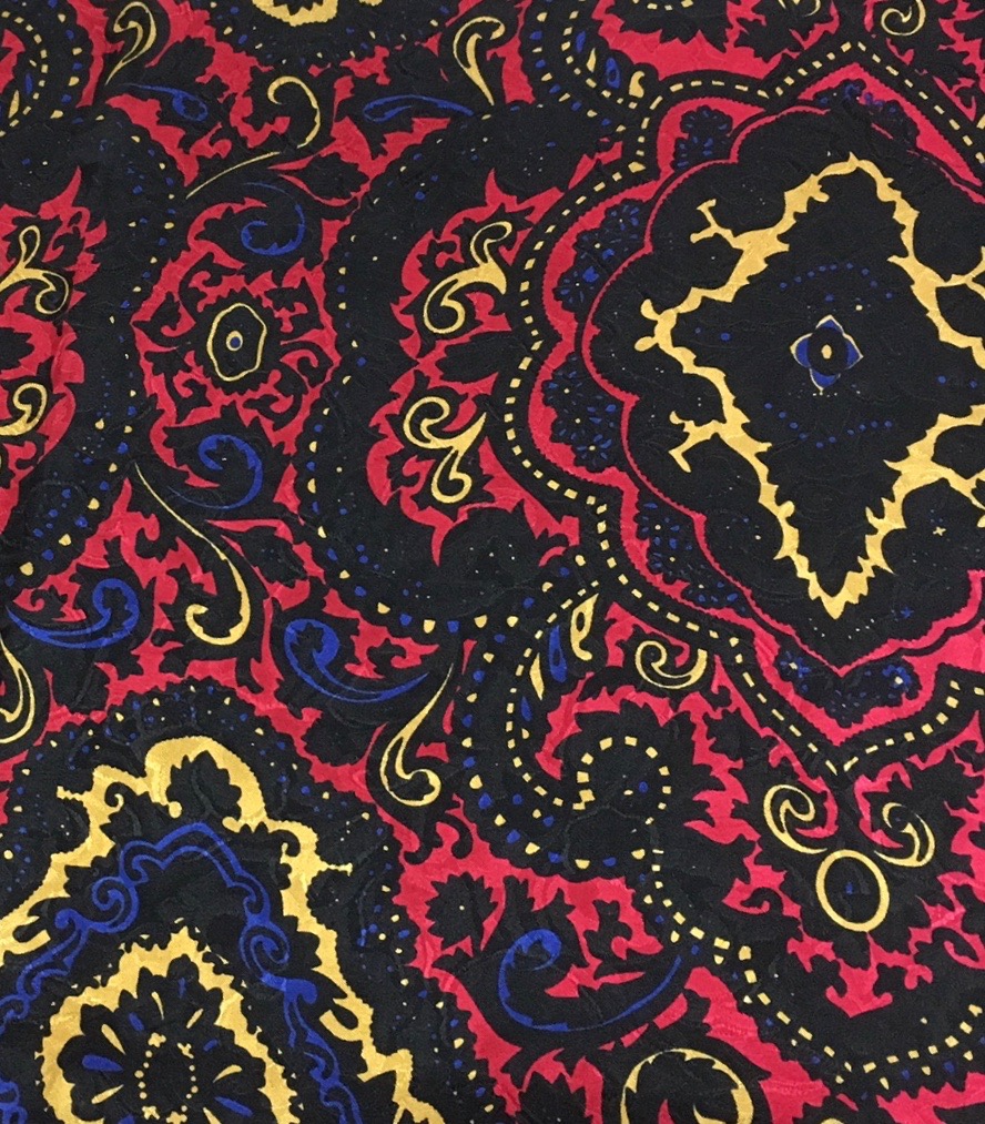 IMG_6224 Red and Yellow Paisley Jacquard Silk Scarf - Image 1