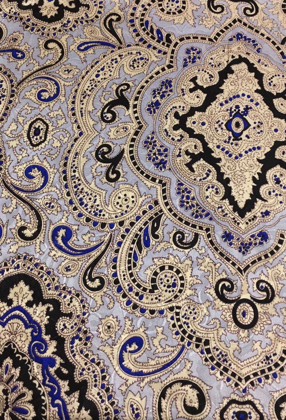 Ivory:Gold Ivory and Gold Paisley Jacquard Silk Scarf - Image 1