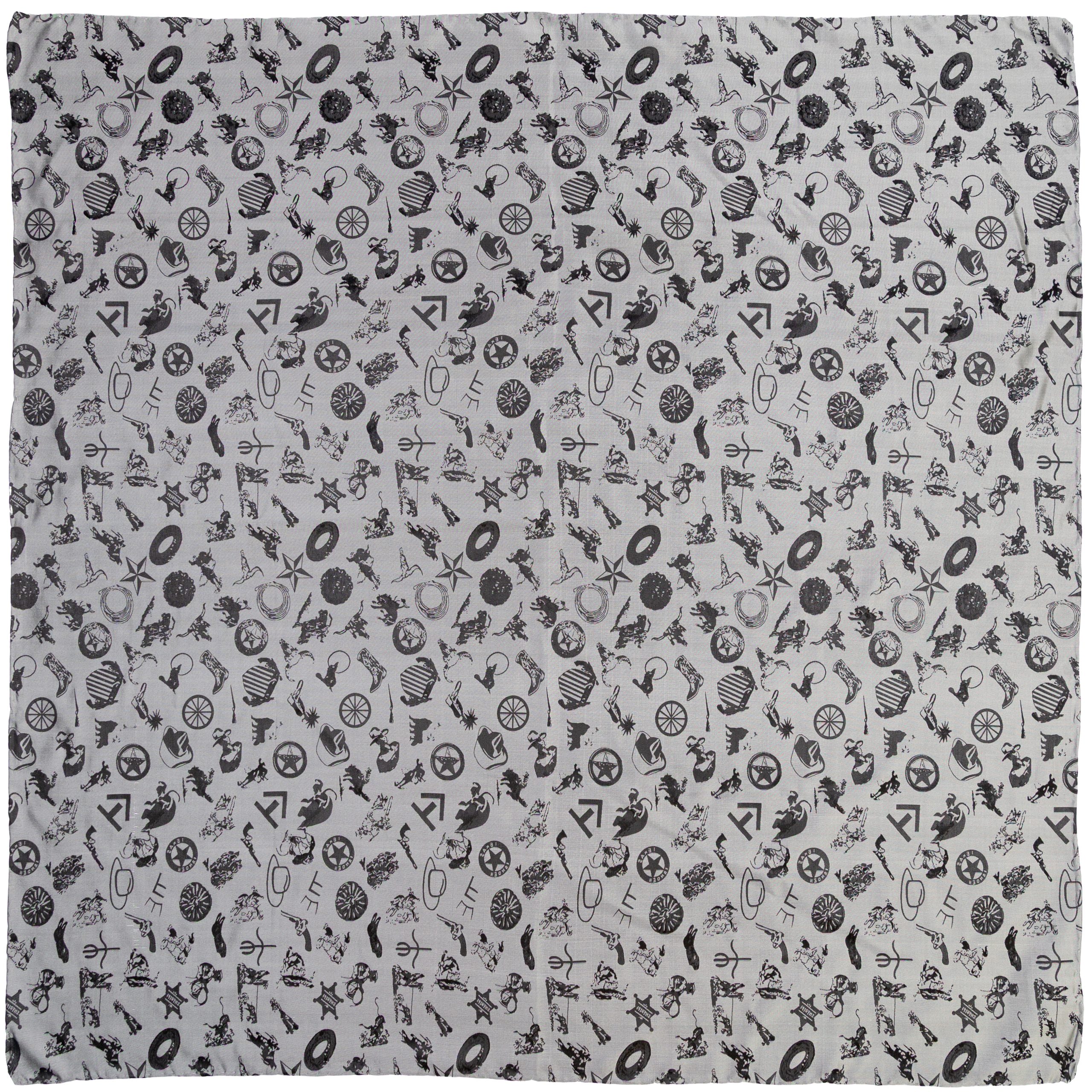 SilverBaroqueCowboyLogoScarfFront Cowboy Baroque Silver - Image 1