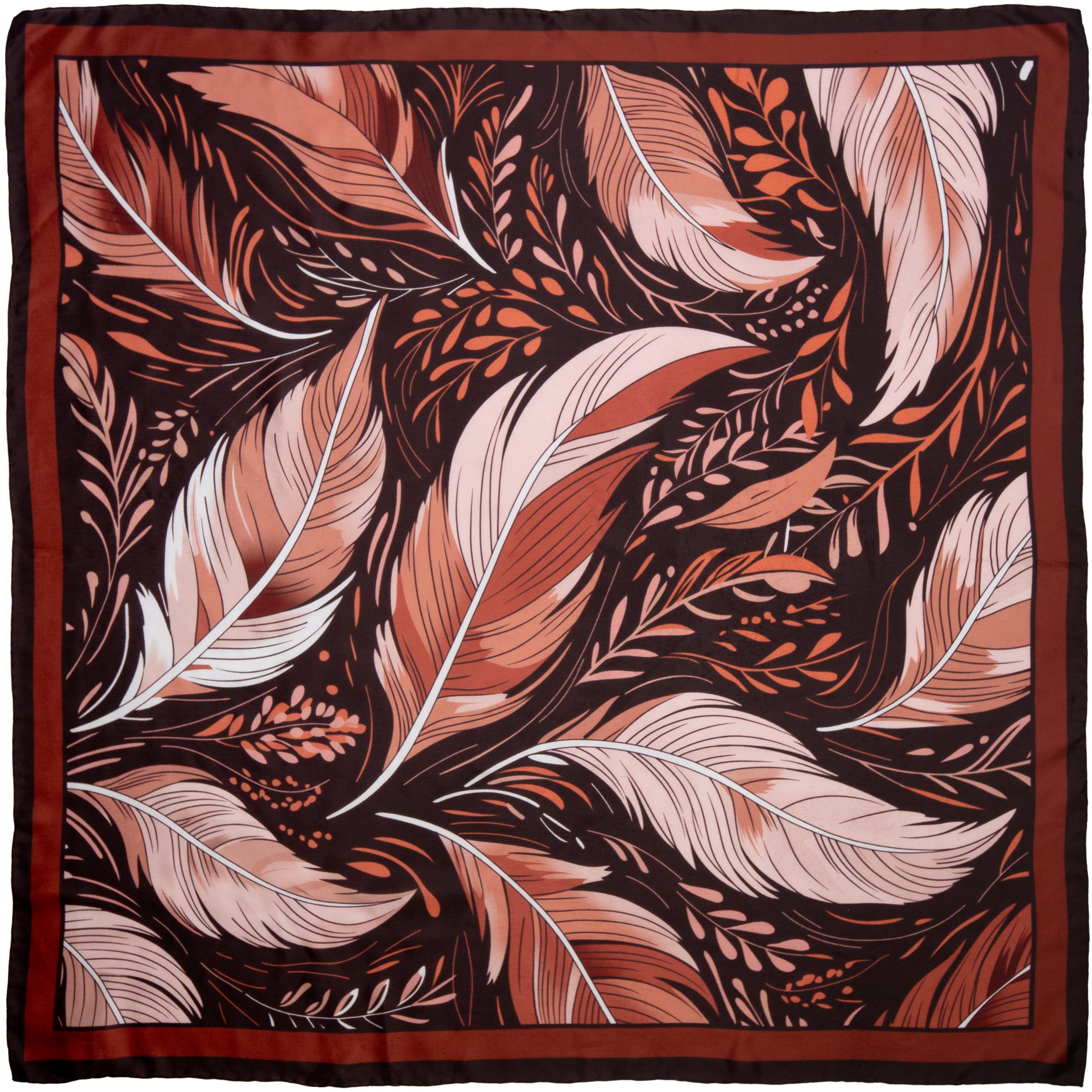Frontier #12 Brown Feathers Silk Scarf9 #12 Feathers Brown Frontier - Image 1