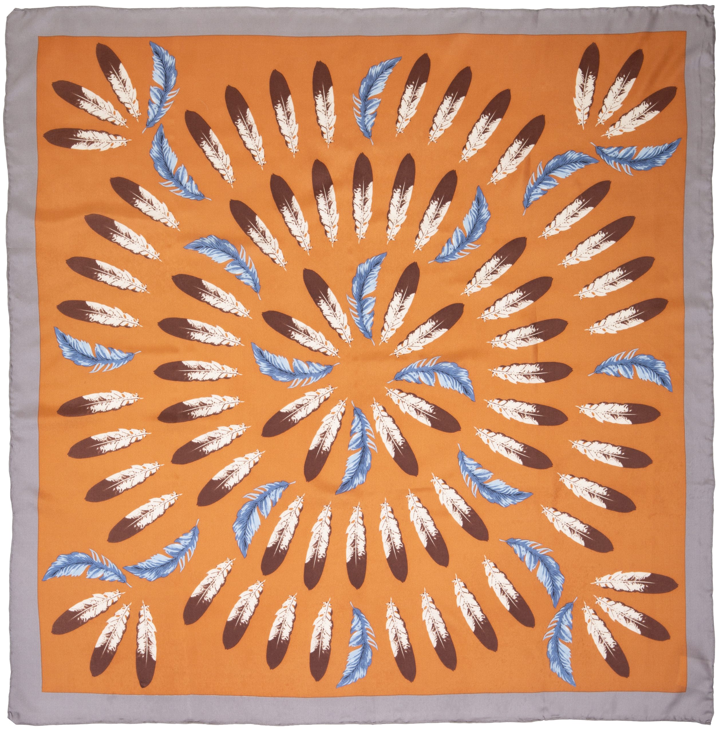 Frontier #14 Tan Feathers Silk Scarf17 #14 Feathers Tan - Image 1