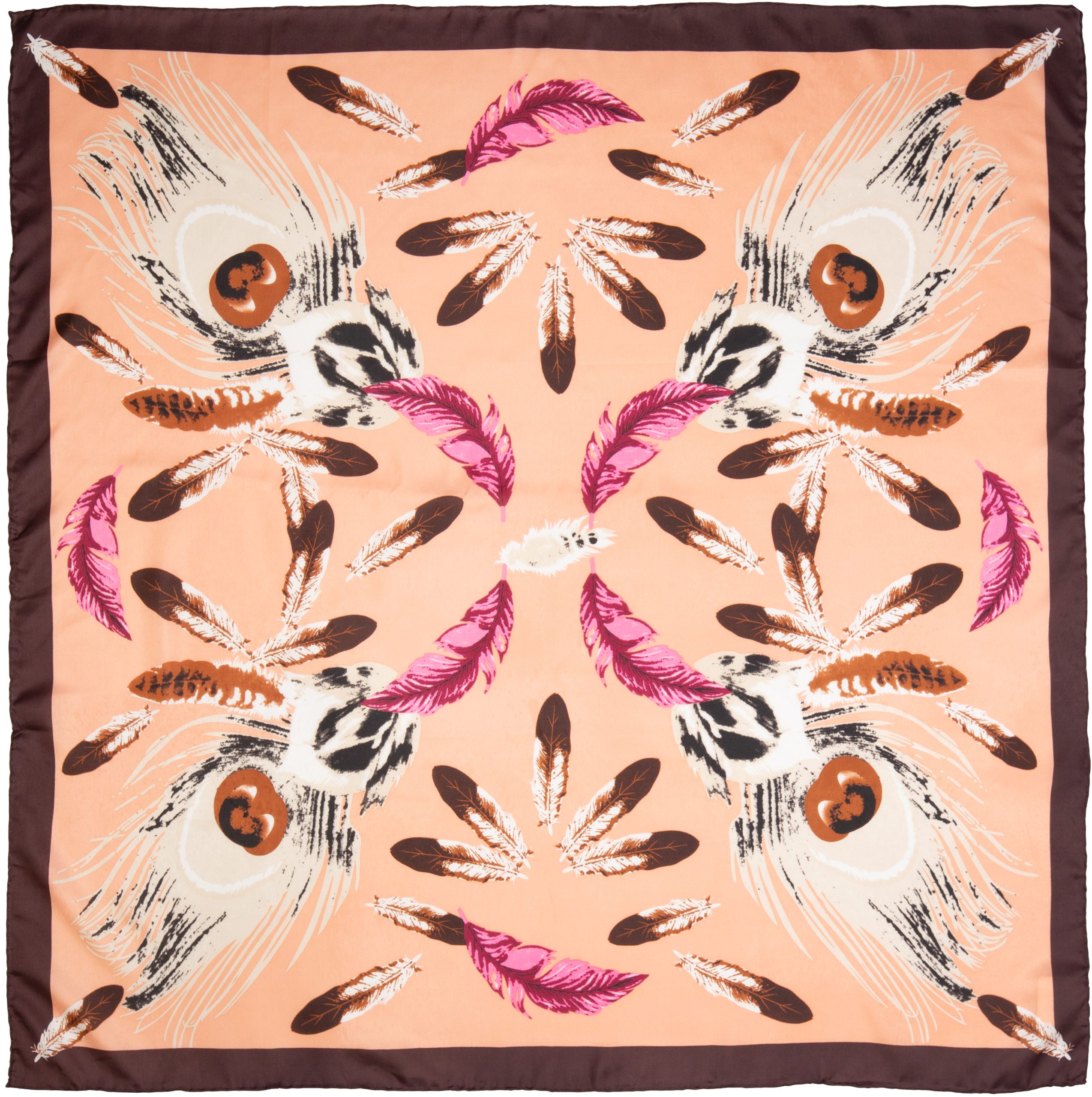 Frontier #15 Peach Feathers Silk Scarf11 #15 Feathers Peach - Image 1