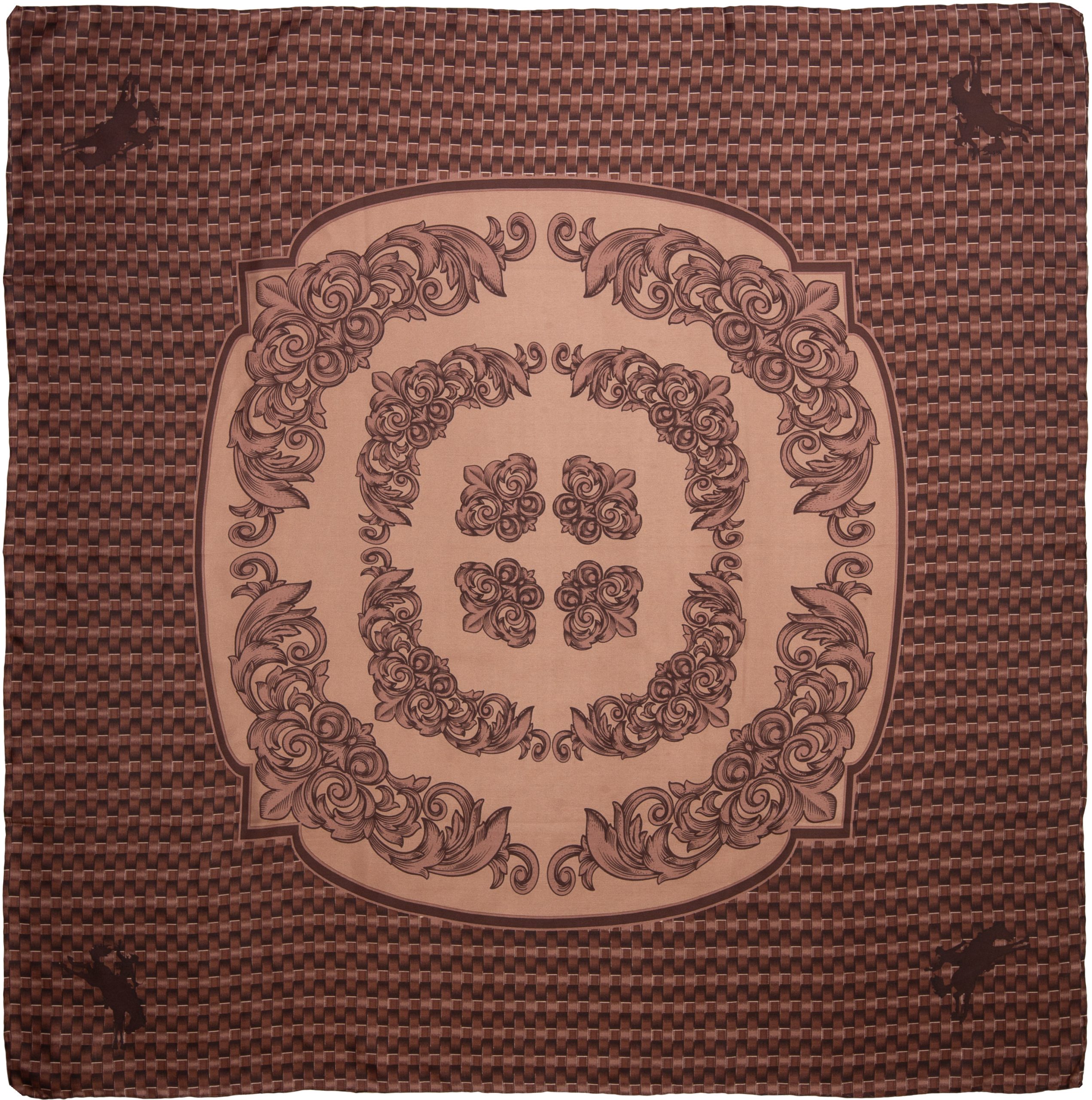 Frontier Chocolate Tooled Leather Silk Scarf6 Chocolate Tooled Leather - Image 1