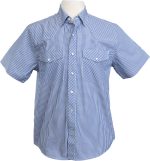 Western Short Sleeve Shirt #12 Blue and White - Image 2