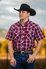 Western Short Sleeve Shirt #13 Red and Blue