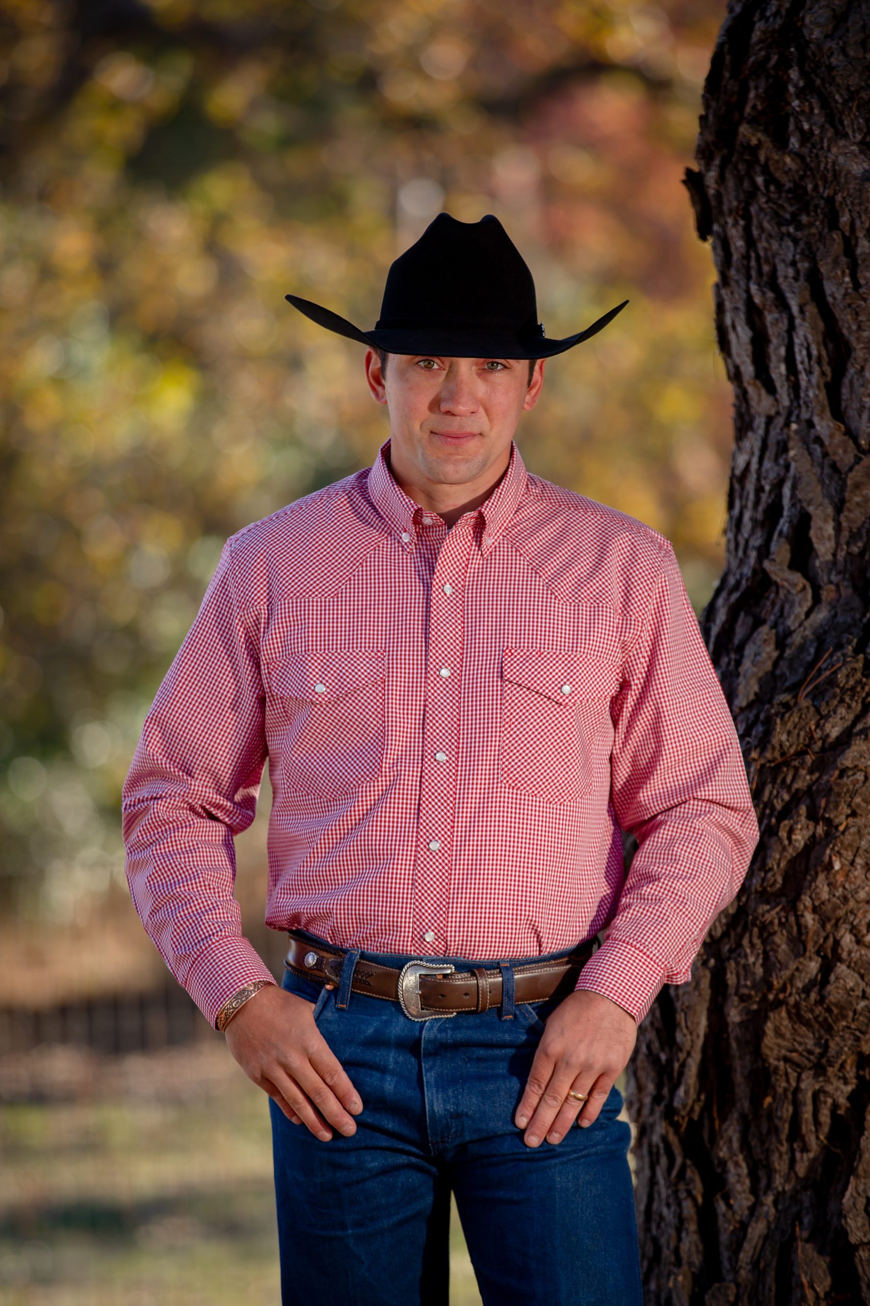 Western Print Shirt #12 Red:White Check Plaid Western Shirt #12 Red and White - Image 1