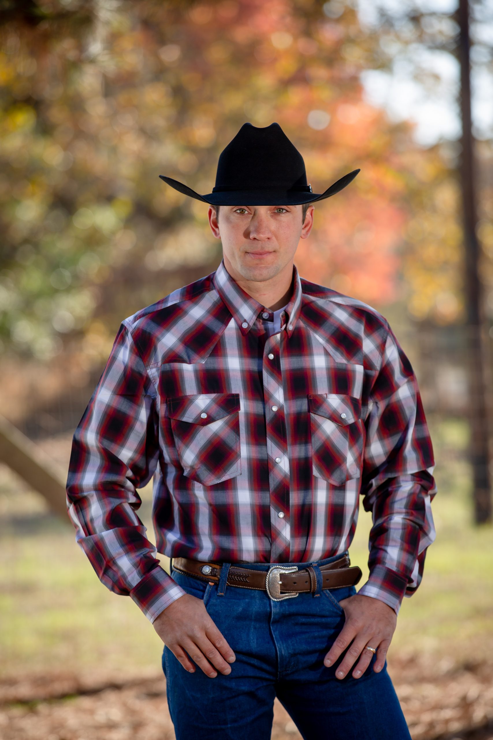 Western Print Shirt #15 Burgundy:White Plaid1 Western Shirt #15 Burgundy and White - Image 1