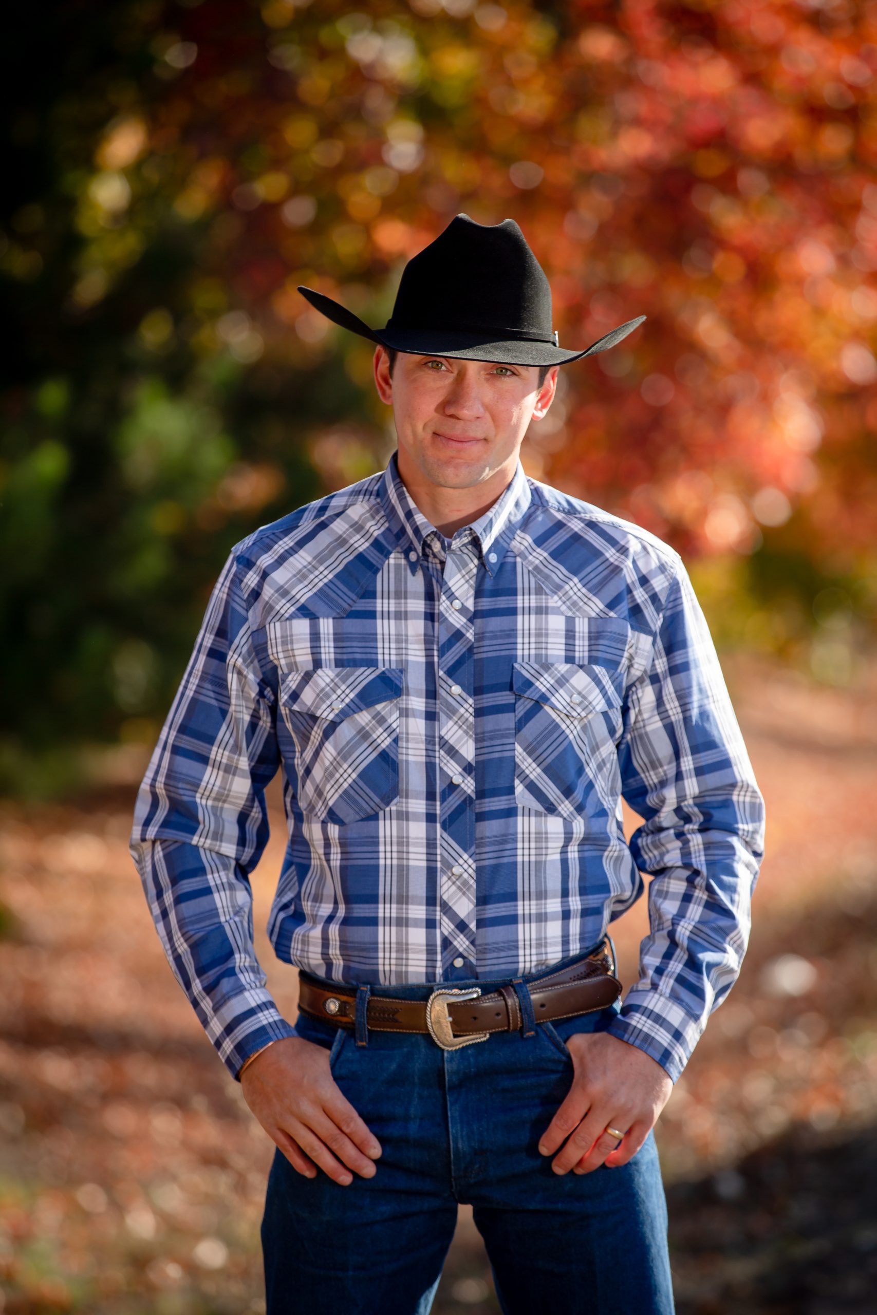 Western Print Shirt #9 Royal:White Plaid Western Shirt #9 Royal and White - Image 1