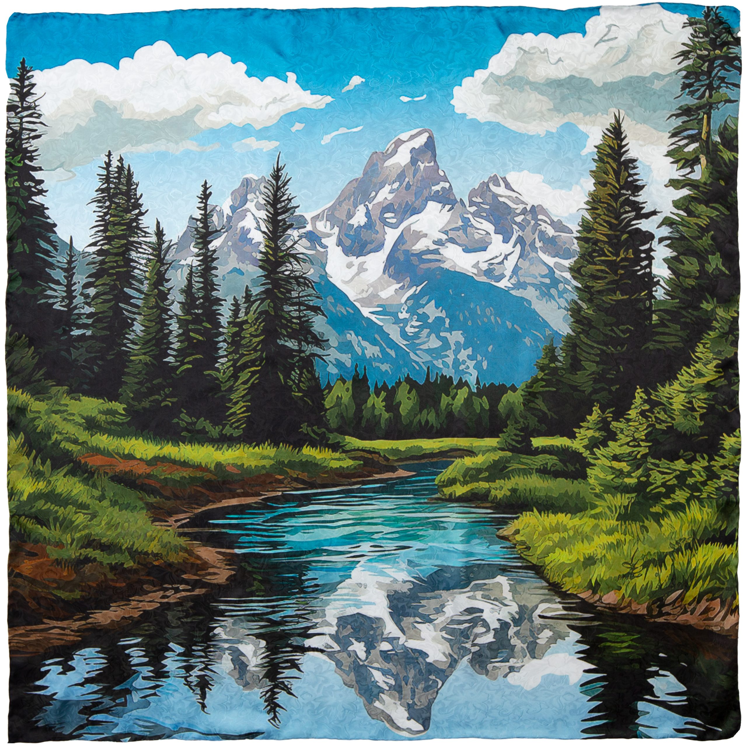 LTD Blue Tetons Silk Scarf1 Blue Tetons Limited Edition Silk Scarf - Image 1